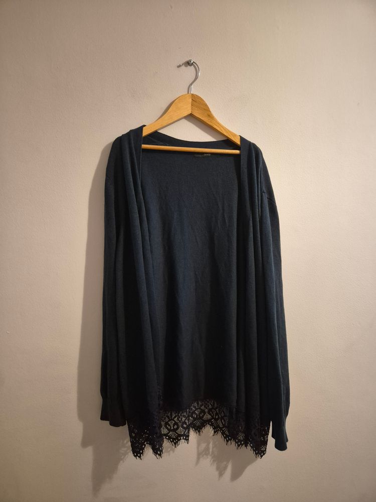 Other George Navy Cardigan With Lace Hem product image