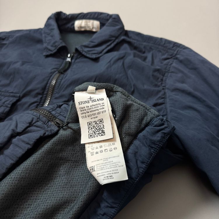 Immagine di Stone Island Navy Lined Naslan Light Safari Overshirt - Medium 4