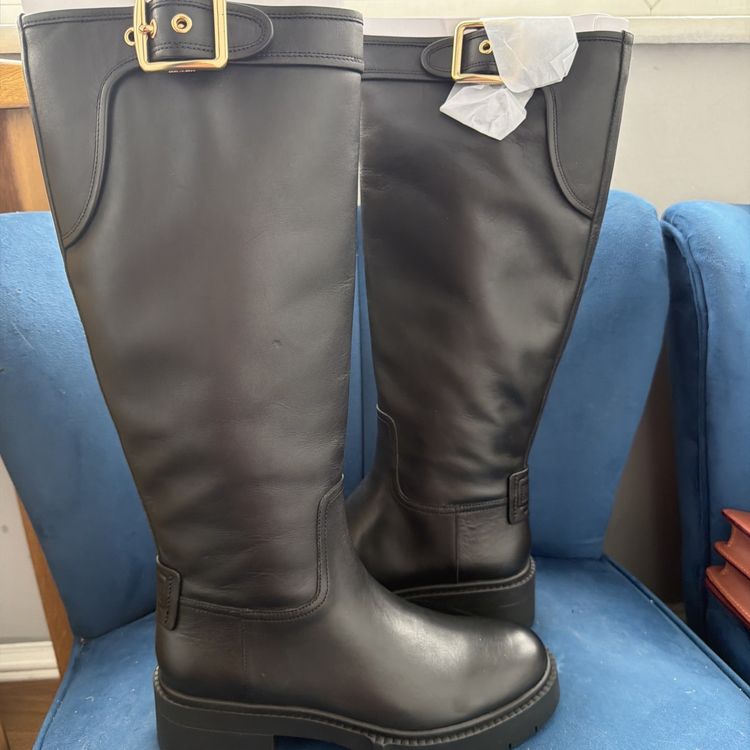Coach Lilli Knee High Boots CD153 Black Leather Chunky Soles £350 Uk 5 image 2