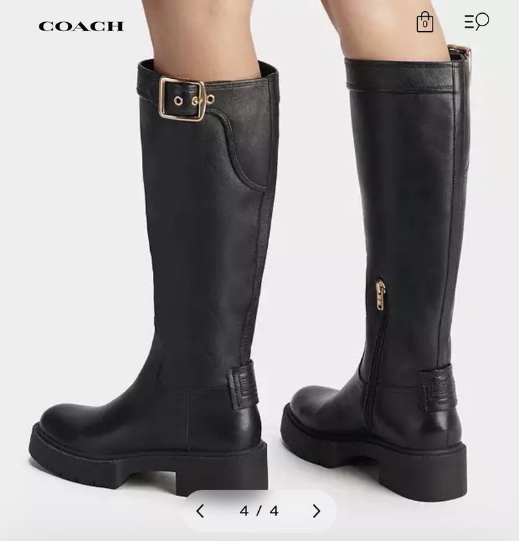 Coach Lilli Knee High Boots CD153 Black Leather Chunky Soles £350 Uk 5 image 1