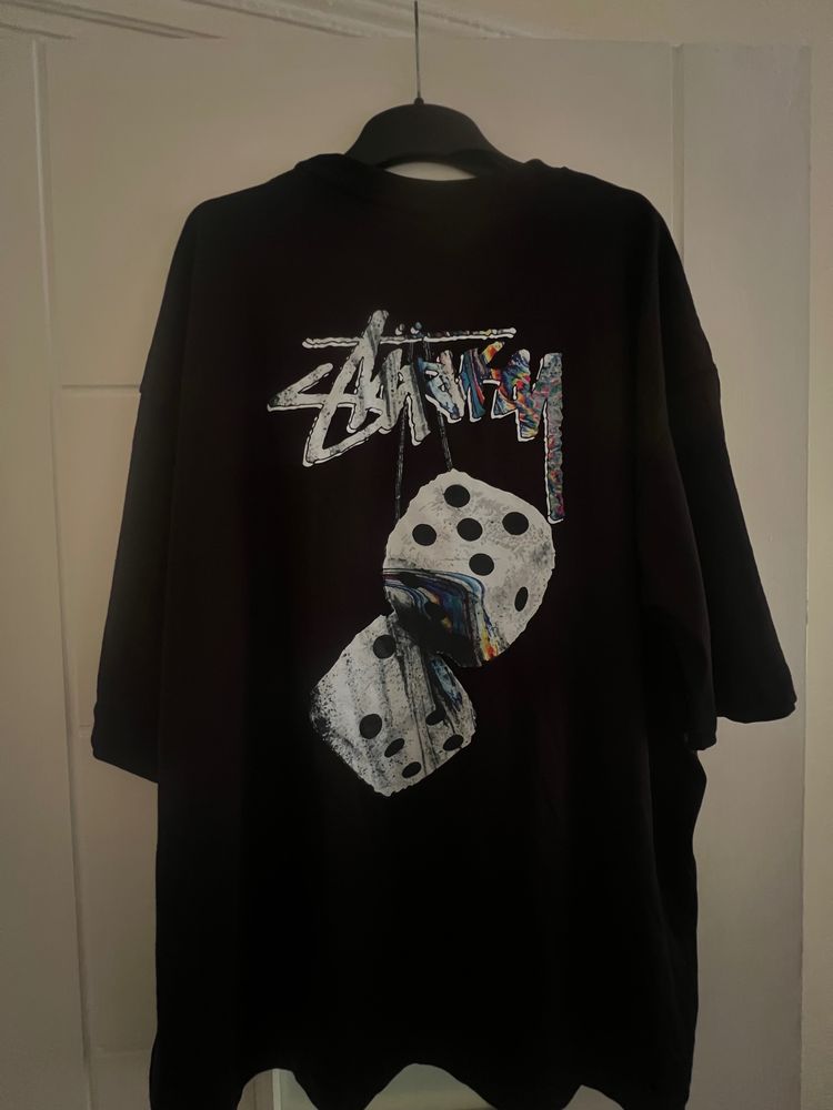 Stussy Black T-Shirt With Dice Graphic
