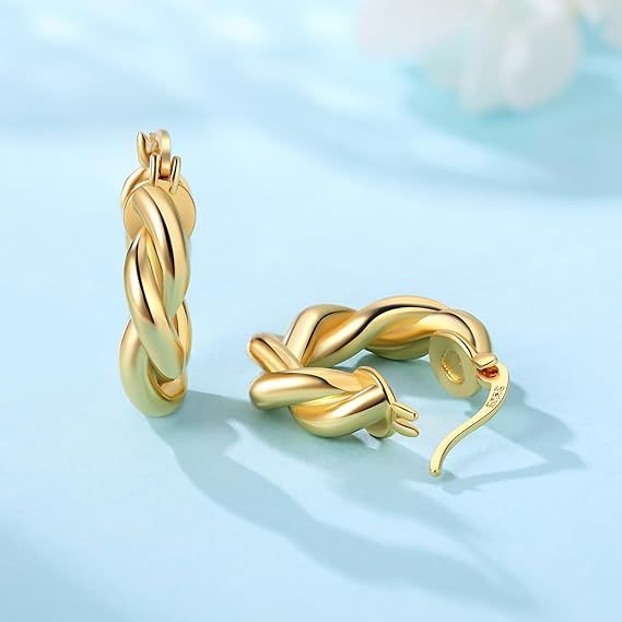 Gold Twisted Hoop Earrings 2
