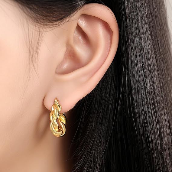 Gold Twisted Hoop Earrings 4