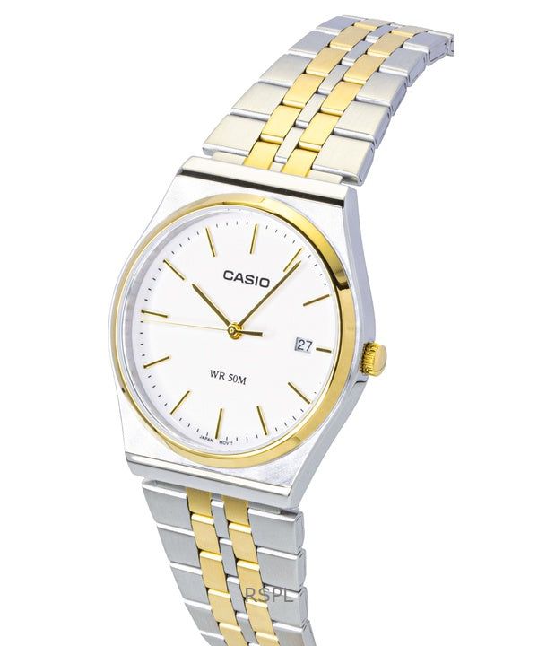 Immagine di Casio Analog Two Tone Stainless Steel White Dial Quartz MTP-B145SG-7AV Men's Watch 3