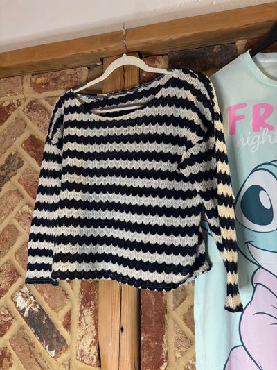 Black And White Striped Knit Sweater