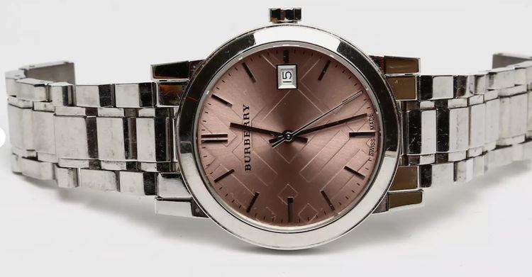Burberry Ladies Pink Check Stamped Watch BU9124 image 1