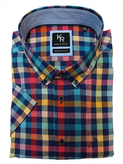 King's Road Men's Plus Size Premium Brand Shirt Blue Size 2XL to 5XL 4