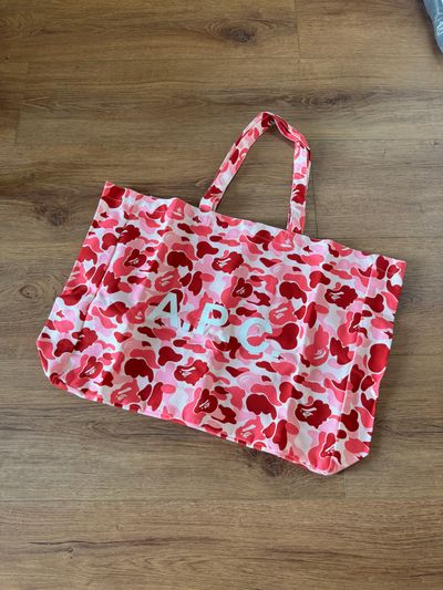 A.P.C. Pink Camo Tote Bag X Bape