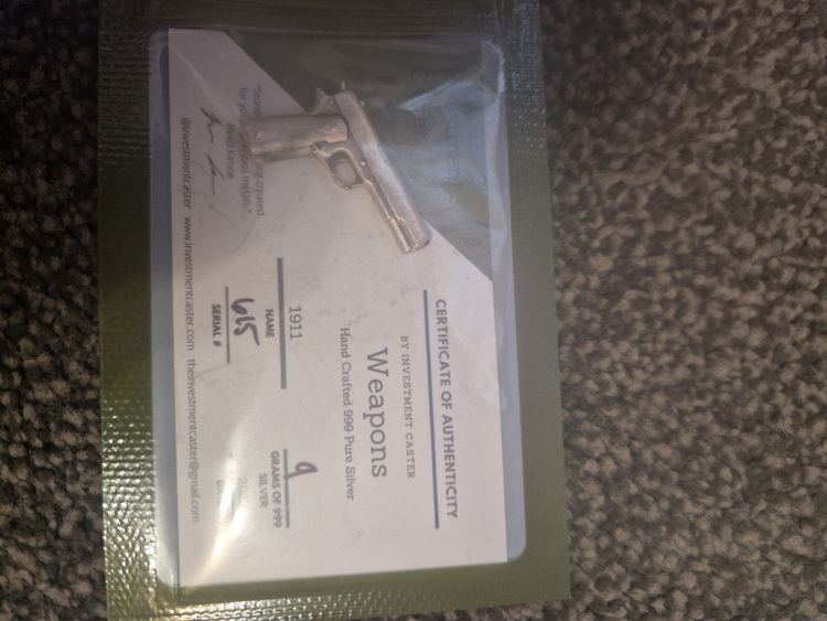 9g 999 fine silver Miniature Pistol Replica