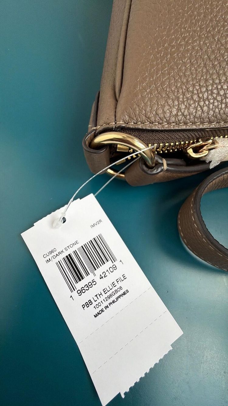 Immagine di 364 Coach Ellie File Bag Pebbled Leather Dark Stone BNWT £395 3
