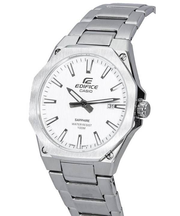 Casio Edifice Stainless Steel White Dial Quartz EFR-S108D-7A EFRS108D-7 100M Men's Watch 2