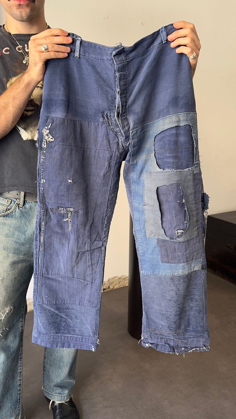 Other 1970s faded French patched work pants (L) product image