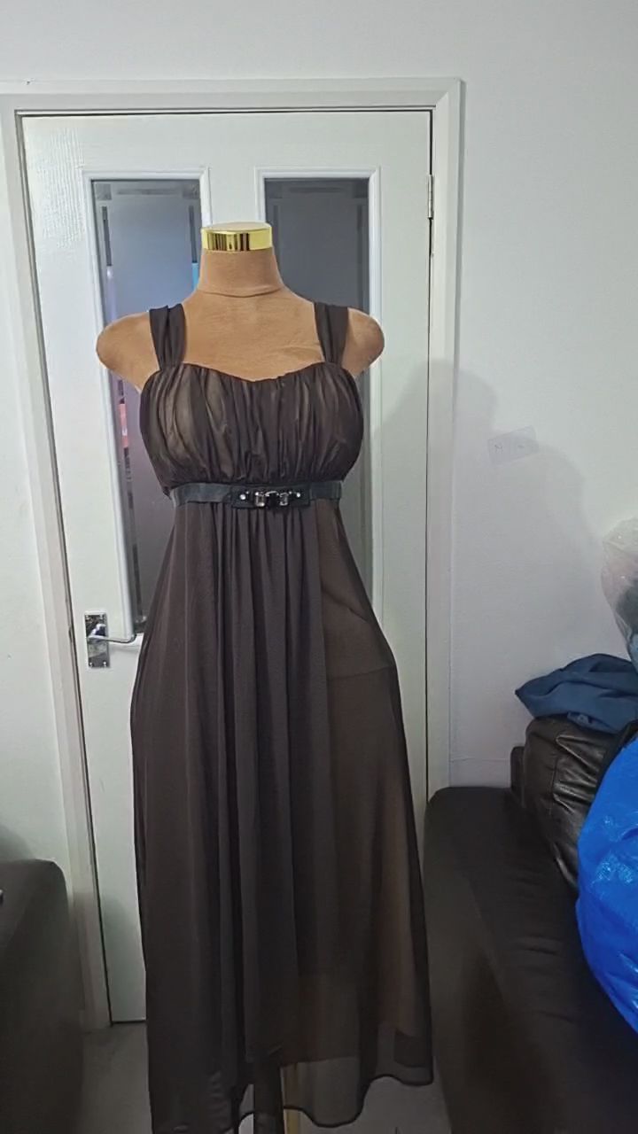 Brown mesh  evening dress  image 1