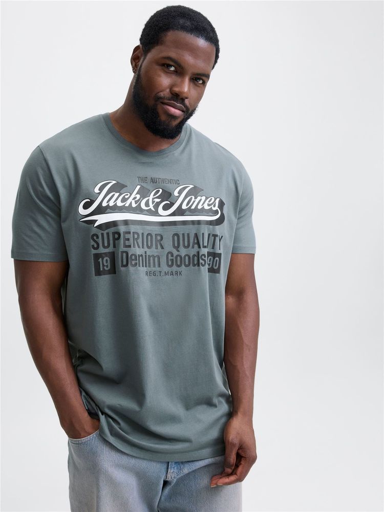 Jack & Jones Logo Printed T-Shirt For Men in 3 Colours, 3XL-5XL 6