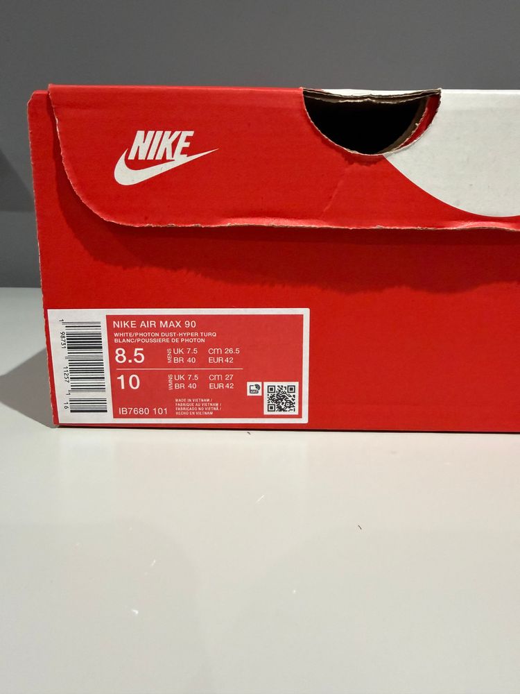 Immagine di Nike Air Max 90 White Hyper Turquoise UK 7.5 6