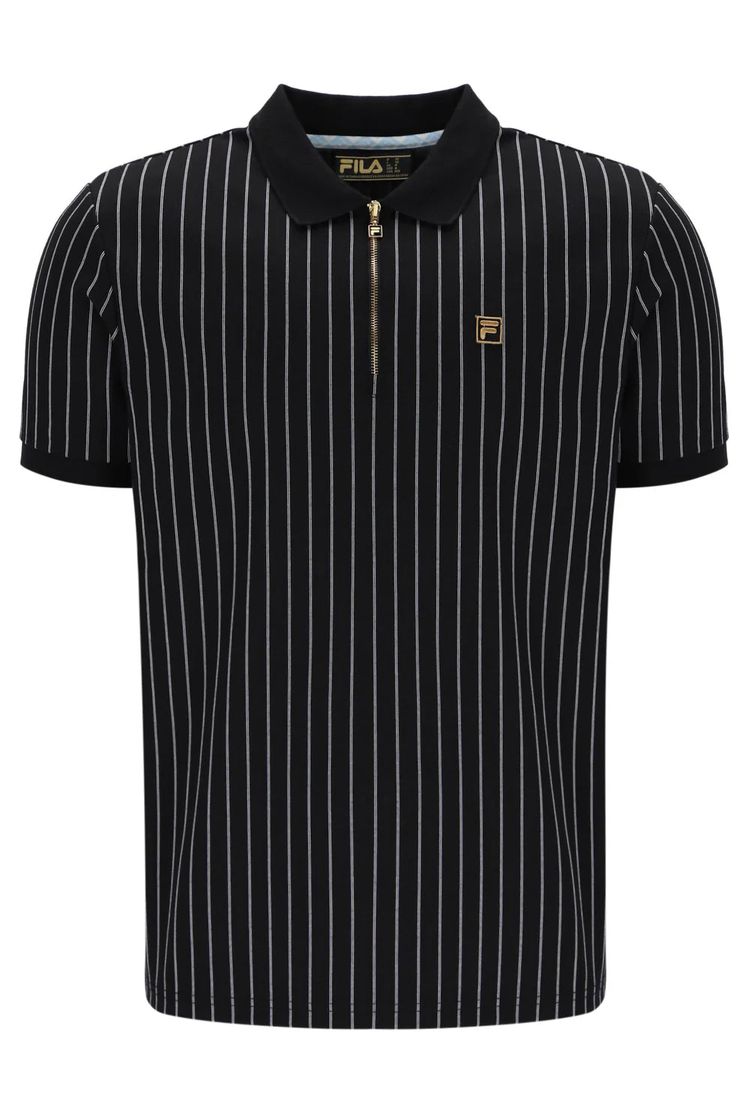 Fila Patton Jacquard Stripe Polo in Black/Egret 1