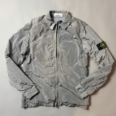 Stone Island Silver Nylon Metal Shimmer Overshirt - Medium