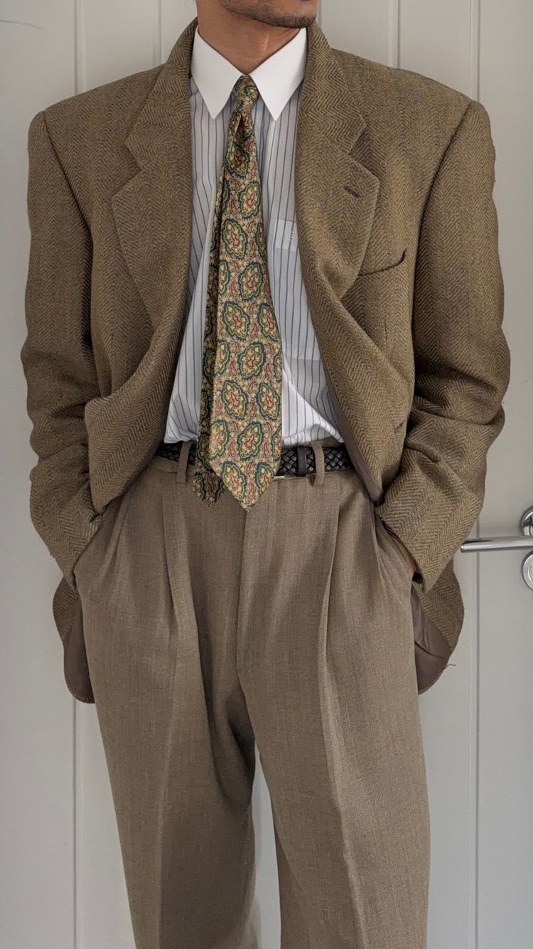 Giorgio Armani 1980s 2B Textured Wool Beige Sport Jacket Blazer - Size XL obraz 1