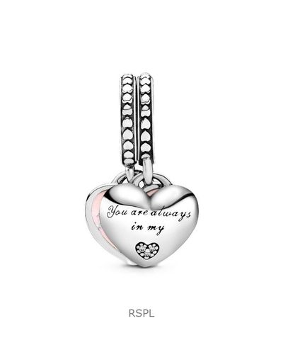 Pandora Mother And Daughter Hearts With Pink Enamel And Clear Cubic Zirconia P-792072EN40 For Women 3