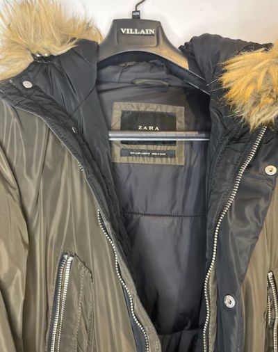 Zara men's parka jacket with fur hood