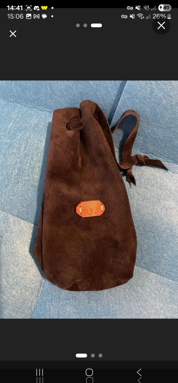 Immagine di brown suede drawstring bullion 2