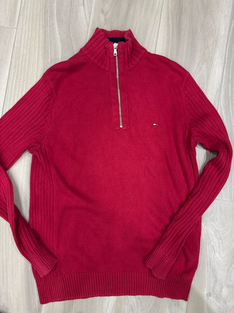 Tommy Hilfiger Red Half-Zip Sweater