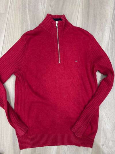 Tommy Hilfiger Red Half-Zip Sweater