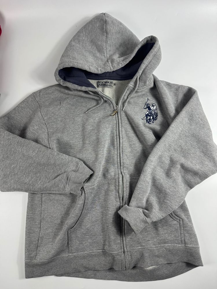 Grey Zip-Up Hoodie With Embroidered Design