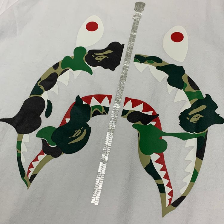 Bape XL Tee Shark ABC Camo Rebuild Shark White T-Shirt A Bathing Ape image 5