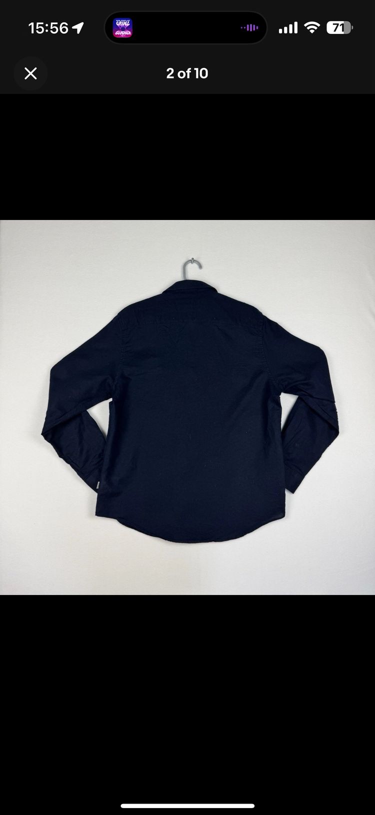 Immagine di Calvin Klein Linen Blend Shirt Navy Long Sleeve Utility Pockets Smart L 2