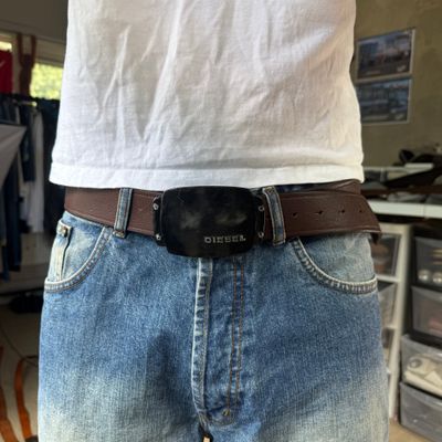 Diesel 2000's metal big buckle leather belt (OS)