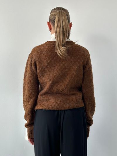 Italian Vintage Wool V Neck Knitted Jumper - M 3
