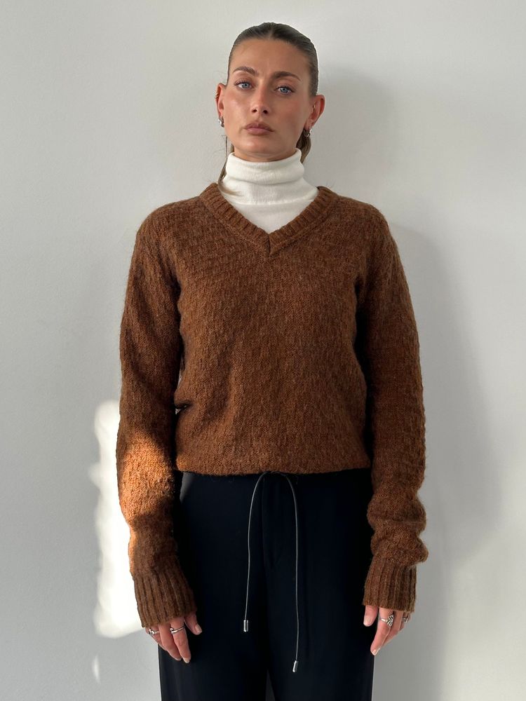 Other Italian Vintage Wool V Neck Knitted Jumper - M product image