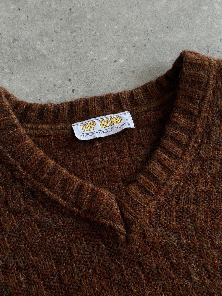 Italian Vintage Wool V Neck Knitted Jumper - M 4