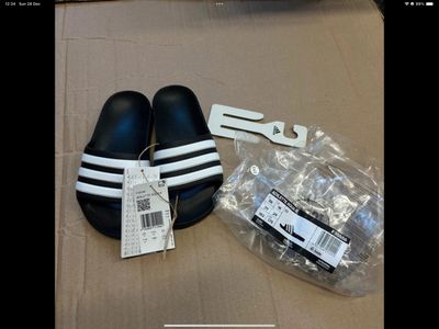 Black Slides With White Stripes 11K Slides Kids