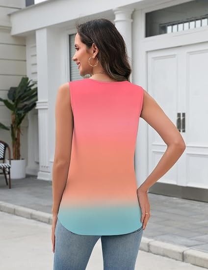 Sleeveless Gradient V-Neck Top image 2