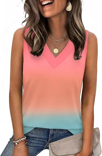 Sleeveless Gradient V-Neck Top image 3
