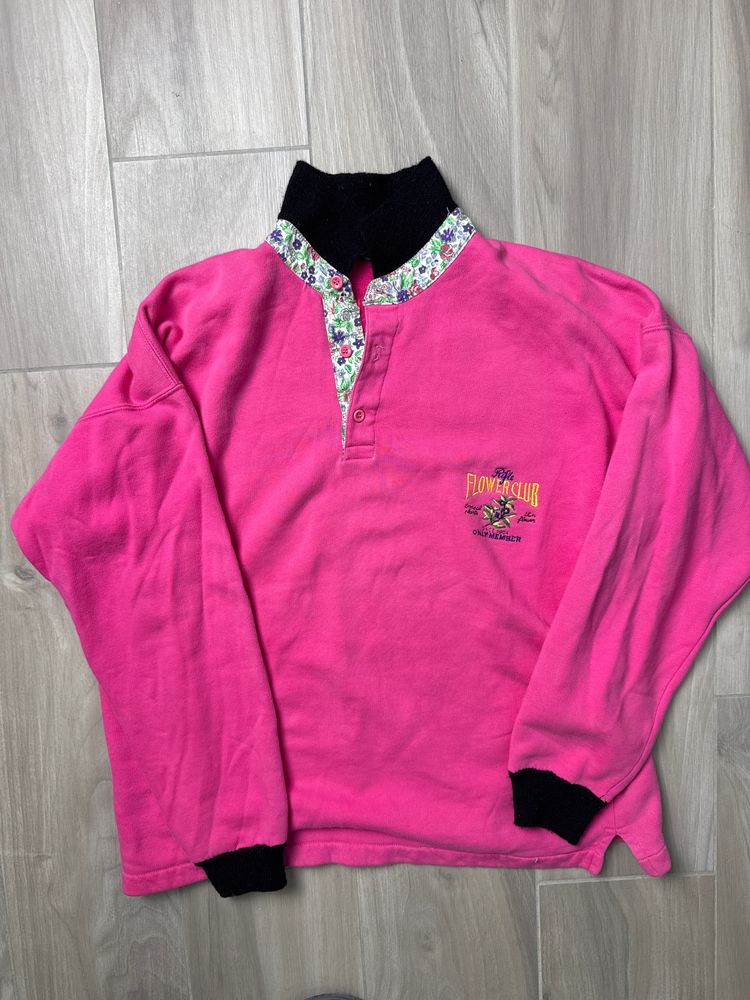 Rifle Pink Long Sleeve Pullover With Floral Collar