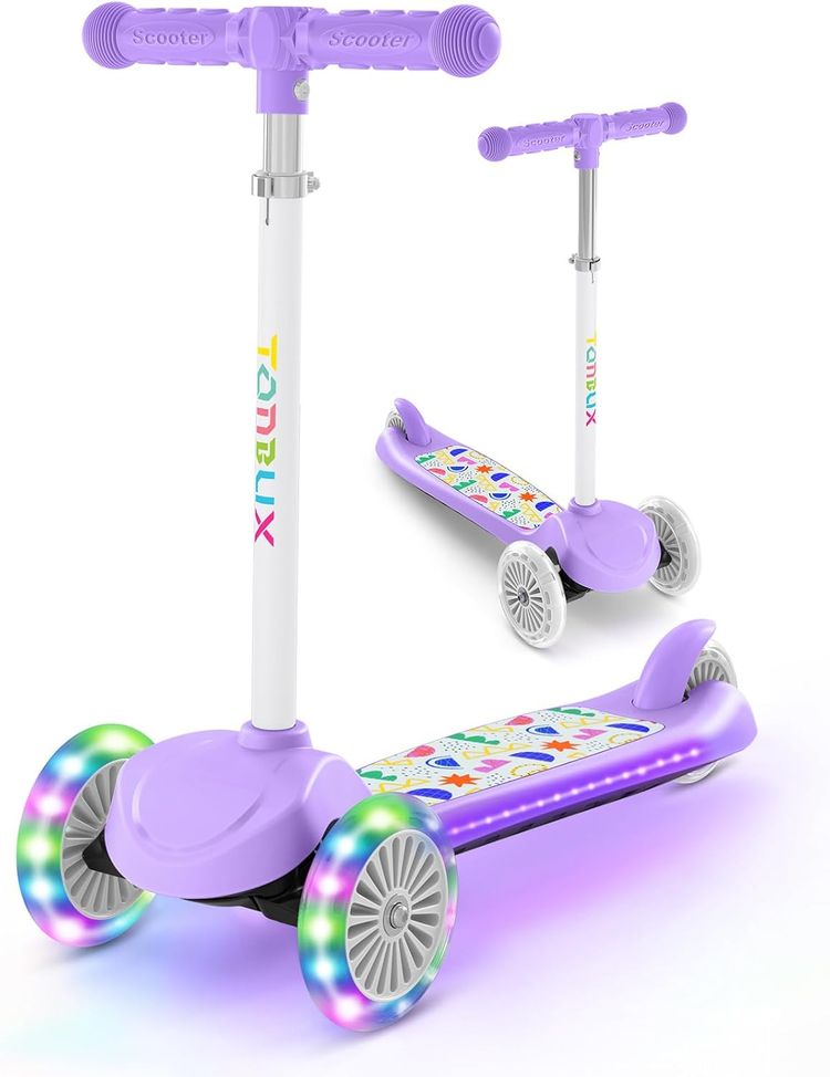 Other Kids Scooter for Ages 3-5, Toddler Scooter with Light-Up Deck and Wheels, Adjustable 4-Level Height 3-Wheel Scooters for Kids, Lean-to-Steer Design product image
