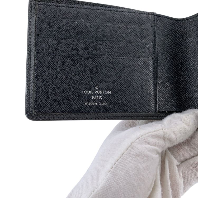 Immagine di Louis Vuitton Black Ardoise Taiga Porte Billet 3 Volets Bifold Wallet 3