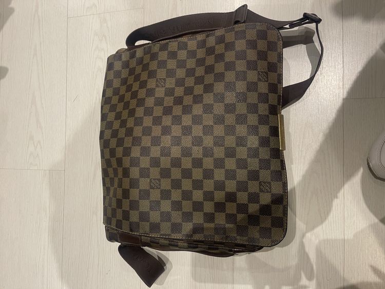 Brown Checkered Messenger Bag