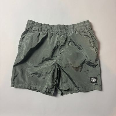 Stone Island Khaki Green Nylon Metal Shimmer Shorts - Medium