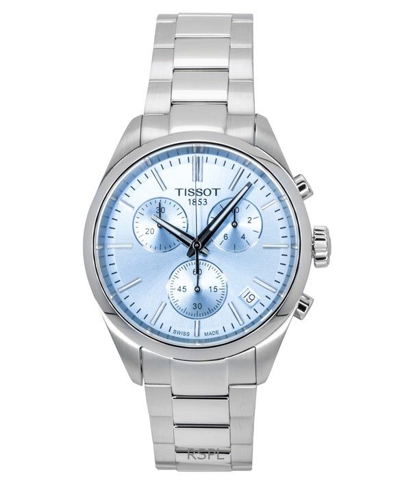 Tissot PR 100 Chronograph Stainless Steel Ice Blue Dial Quartz T150.417.11.351.00 100M Men's Watch image 1