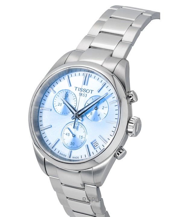 Tissot PR 100 Chronograph Stainless Steel Ice Blue Dial Quartz T150.417.11.351.00 100M Men's Watch image 2