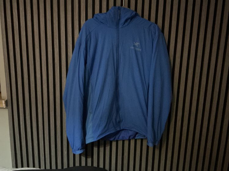 blue hooded jacket