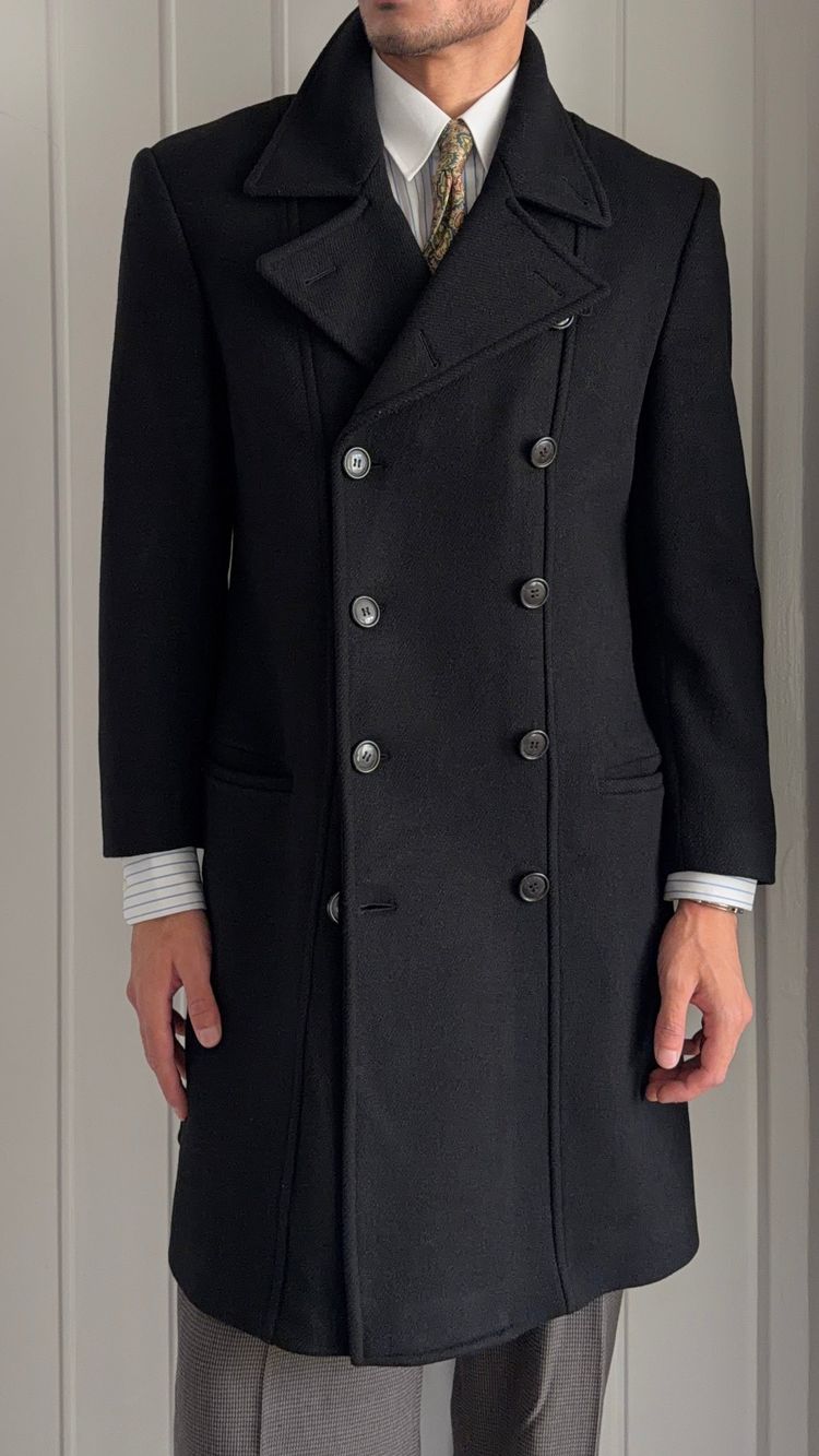 Emporio Armani 1990s Double Breasted Peaked Lapel Wool Coat - Size S image 1