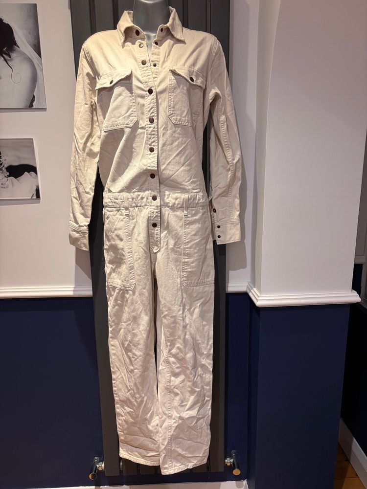 Pepe Jeans ivory Denim Jumpsuit, size L, UK 14
