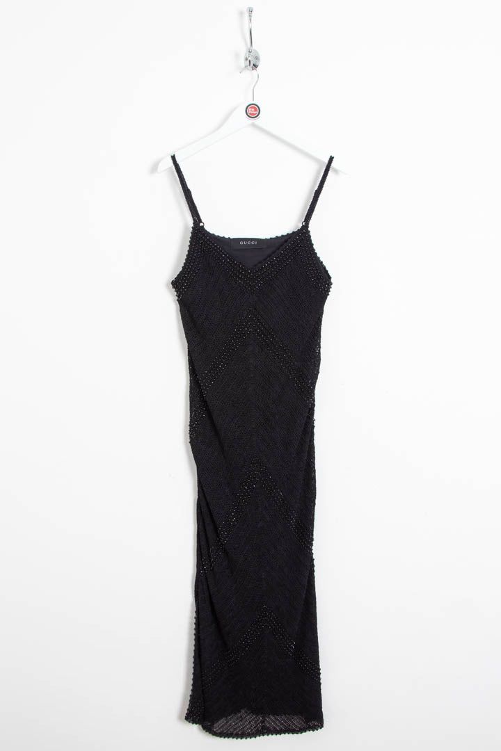Women's Gucci Tom Ford Era Beaded Chevron Crochet-Knit Slip Maxi Dress (UK 10) obraz 1