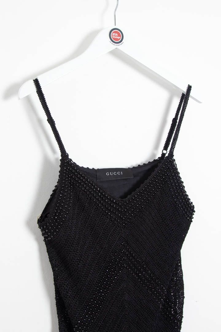 Women's Gucci Tom Ford Era Beaded Chevron Crochet-Knit Slip Maxi Dress (UK 10) imagen 8
