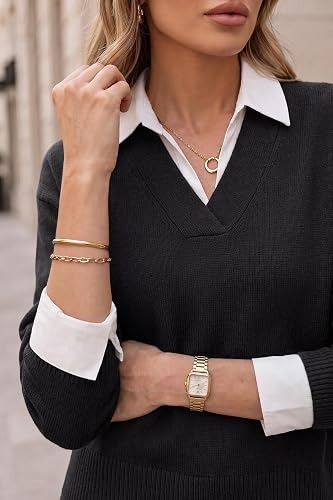 Immagine di Black V-Neck Sweater With White Shirt 2